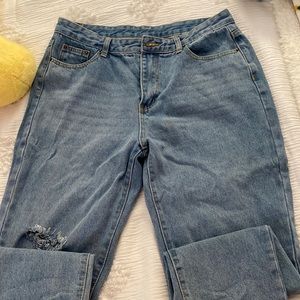 Shein blue dad jean style